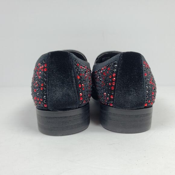 Bolano Desta Mens Sz 7.5 Black Red Fashion Rhinestone Slip On Dress Loafer Shoes main image 10